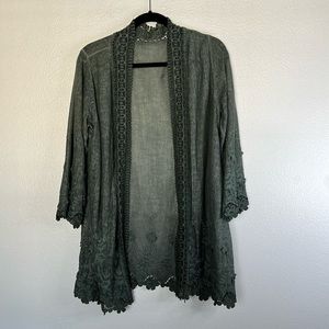 EUC Italian Duster Kimono Coverup Dark Green sz L/XL